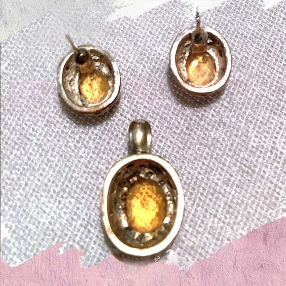 SILVER CITRINE PENDANT & EARRINGS SET - Picture 3 of 9